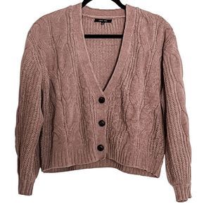 Love Tree Cable Knit Cropped Cardigan Grandpa Sweater